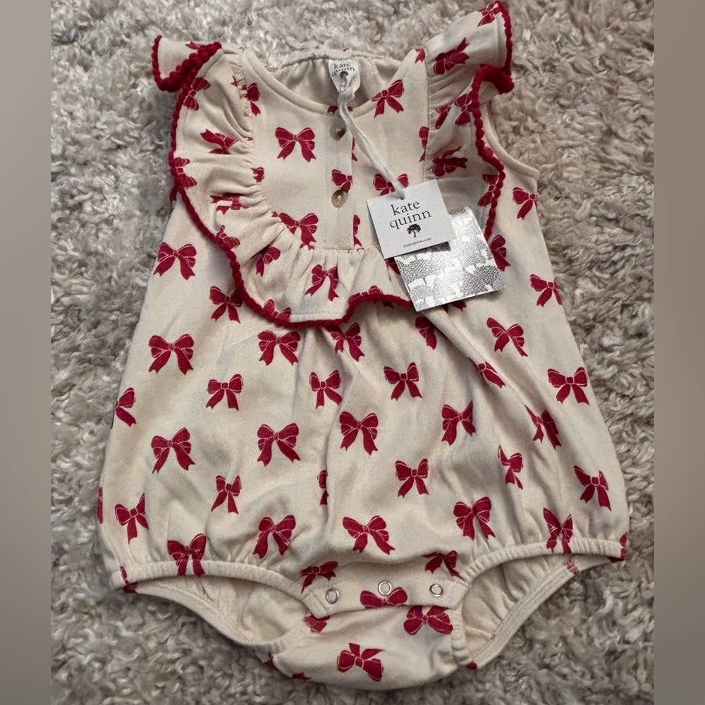 Kate Quinn Red Bow Ruffle Romper - 18-24m